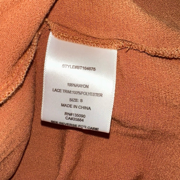 Women's Black Swan Blouse, Size S, Rust Oriana Orange Lace Top - Picture 5 of 10